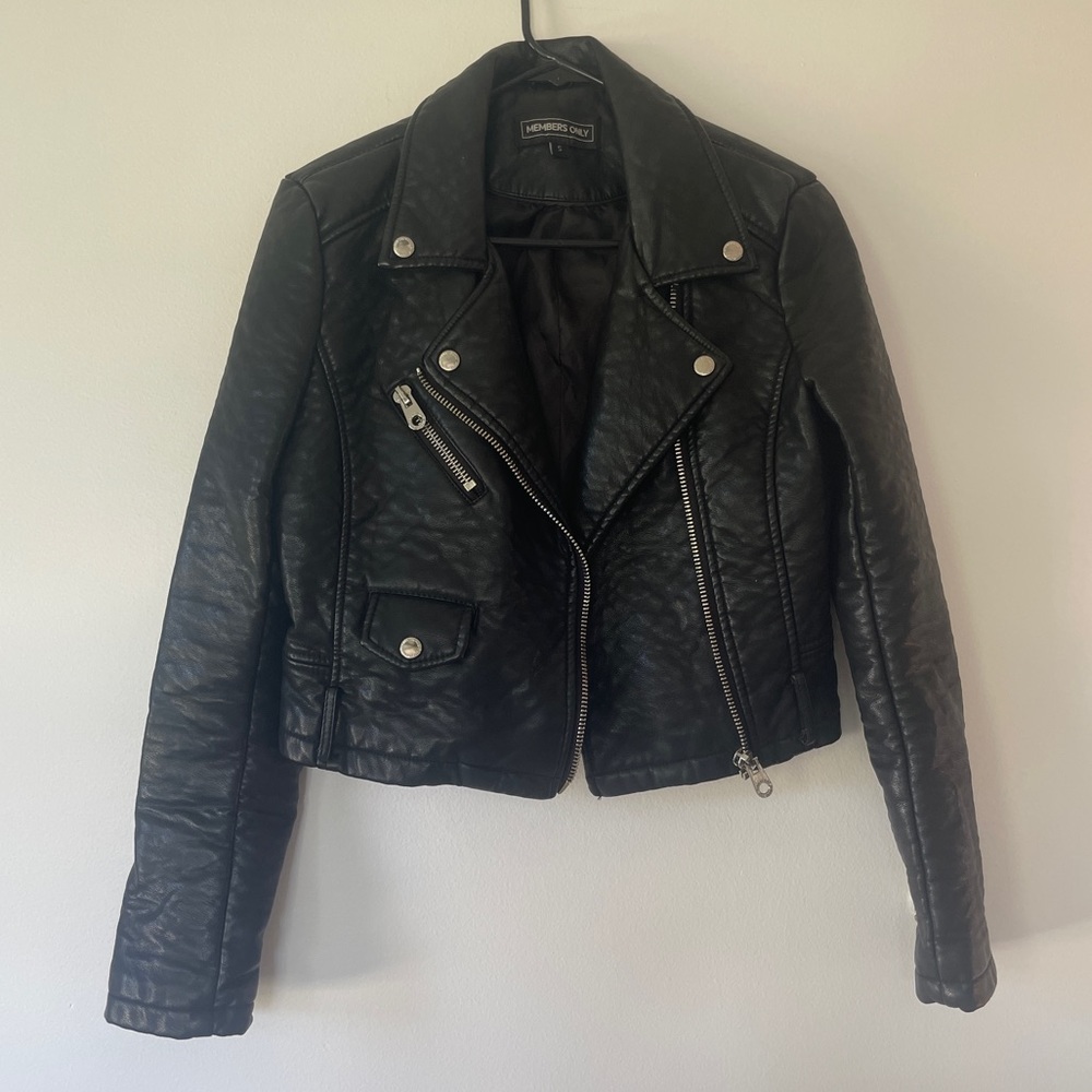 Members Only Urban Outfitters cropped moto leather jacket
